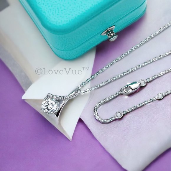 Certified 1ct. t.w. Diamond 4-Prong Water Drop Mermaid Tail Necklace VVS1 - Picture 7 of 16